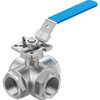 3-Way ball valve Series: VZBE Stainless steel/PTFE L-bore Handle PN63 Internal thread (NPT) 1.1/2" (40)
